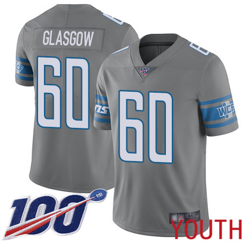 Detroit Lions Limited Steel Youth Graham Glasgow Jersey NFL Football 60 100th Season Rush Vapor Untouchable